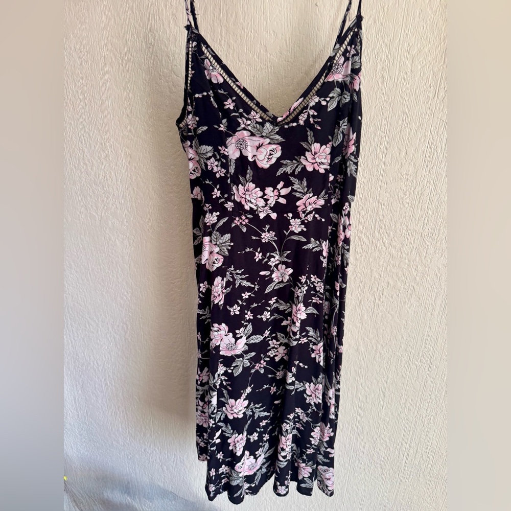 Lulu's Black and Pink Floral Dress